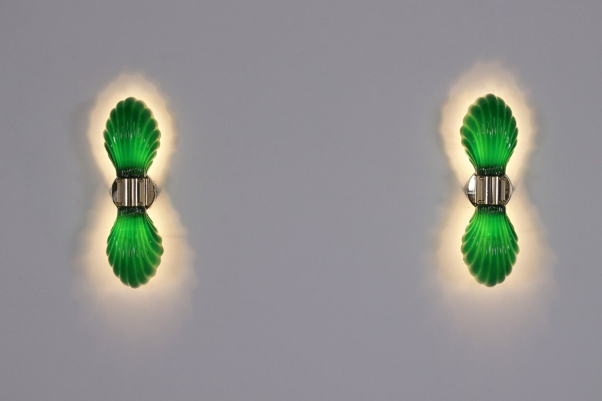 Paire d’appliques Italiennes « Coquille ».-photo-3