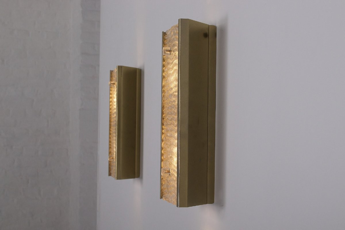 Pair Of Italian Murano Wavy Wall Lights-photo-5