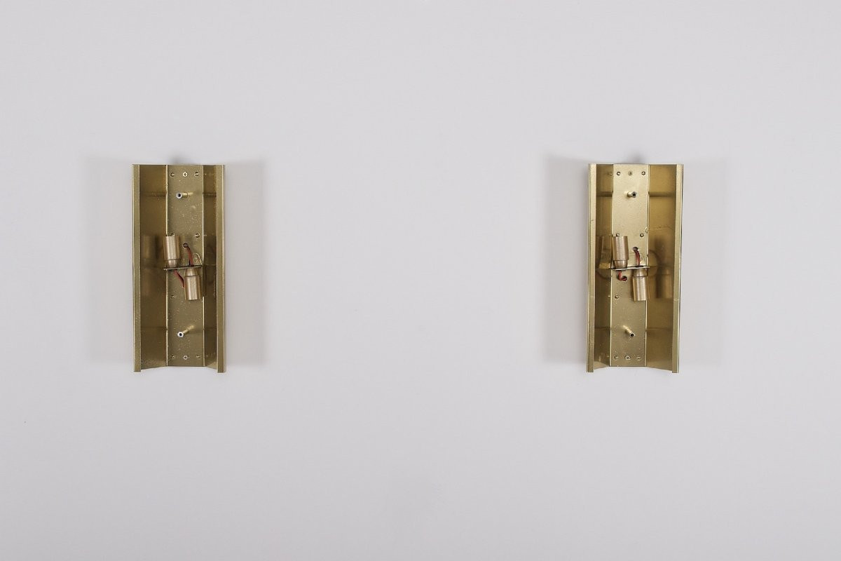 Pair Of Italian Murano Wavy Wall Lights-photo-6