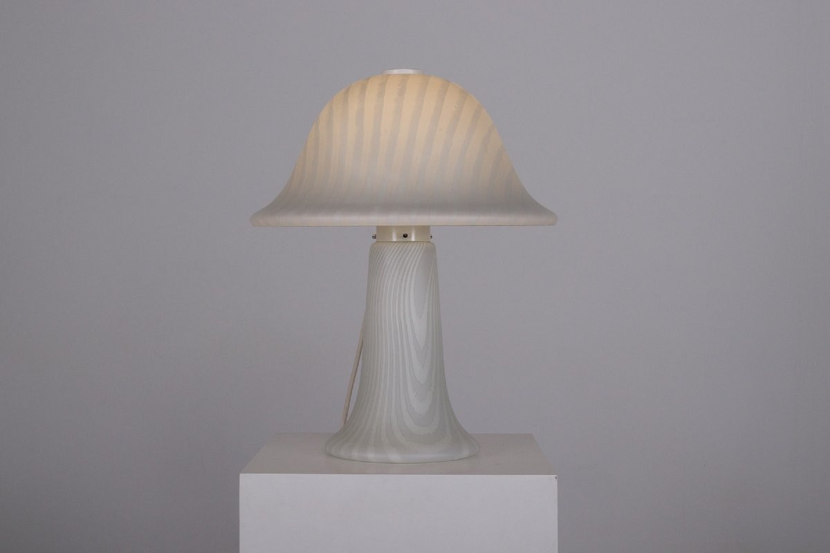 Imposante  Lampe modèle " Champignon" en verre opalin, années 70.-photo-4