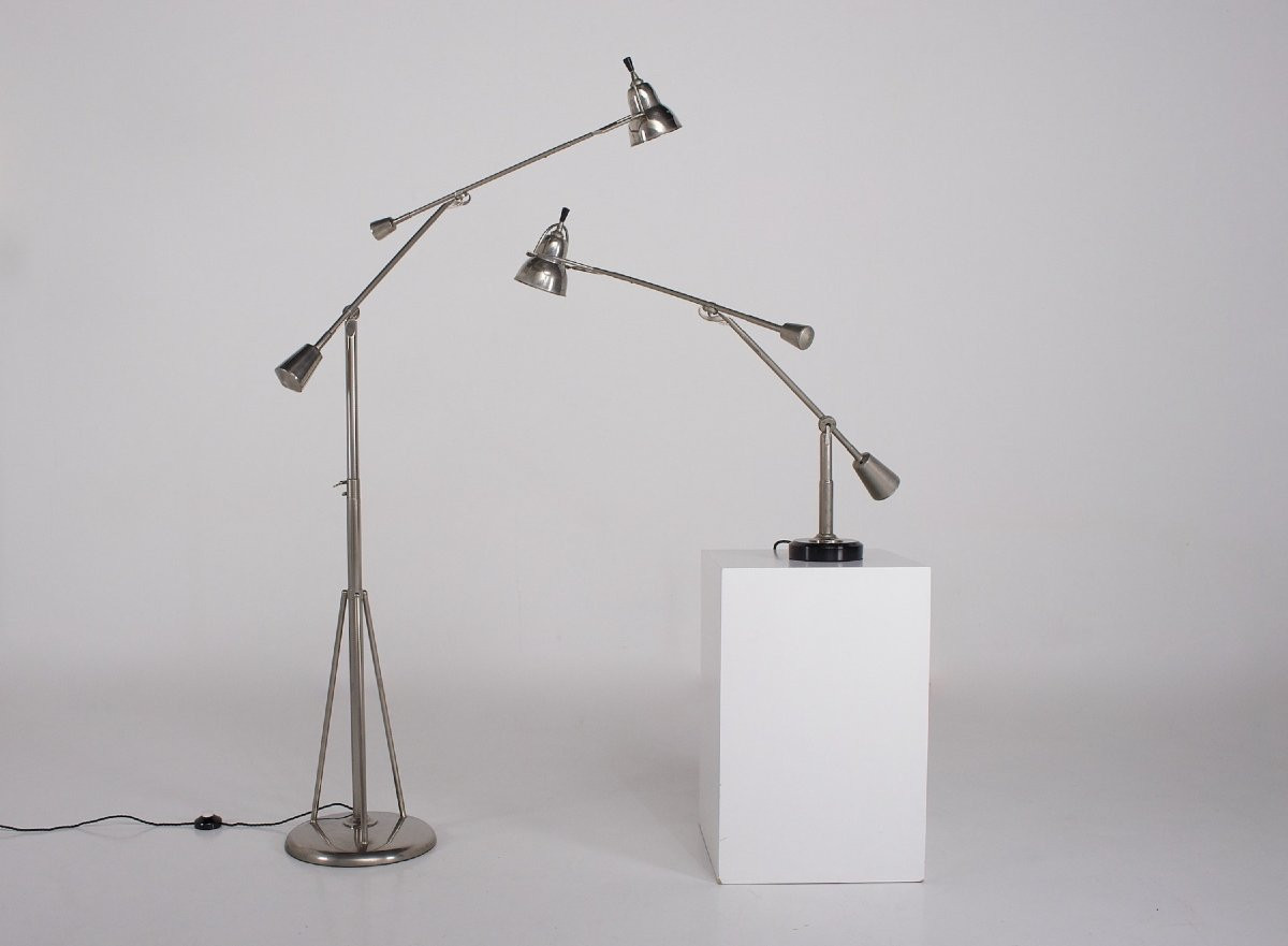 Eb27 Type Ss Double-arm Floor Lamp By Edouard Wilfrid Buquet-photo-6