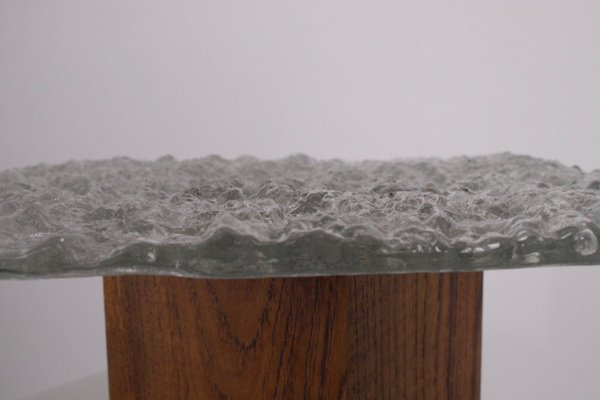 Large Square Ceiling Light In Murano Ice Glass-photo-3