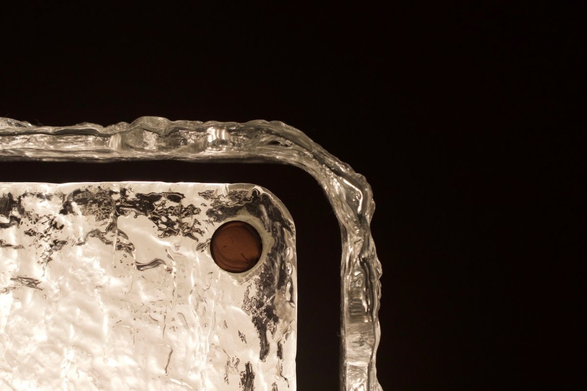 Large Square Ceiling Light In Murano Ice Glass-photo-1