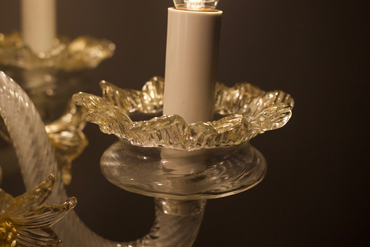 Gilded Murano Glass Girandole Table Chandelier-photo-4