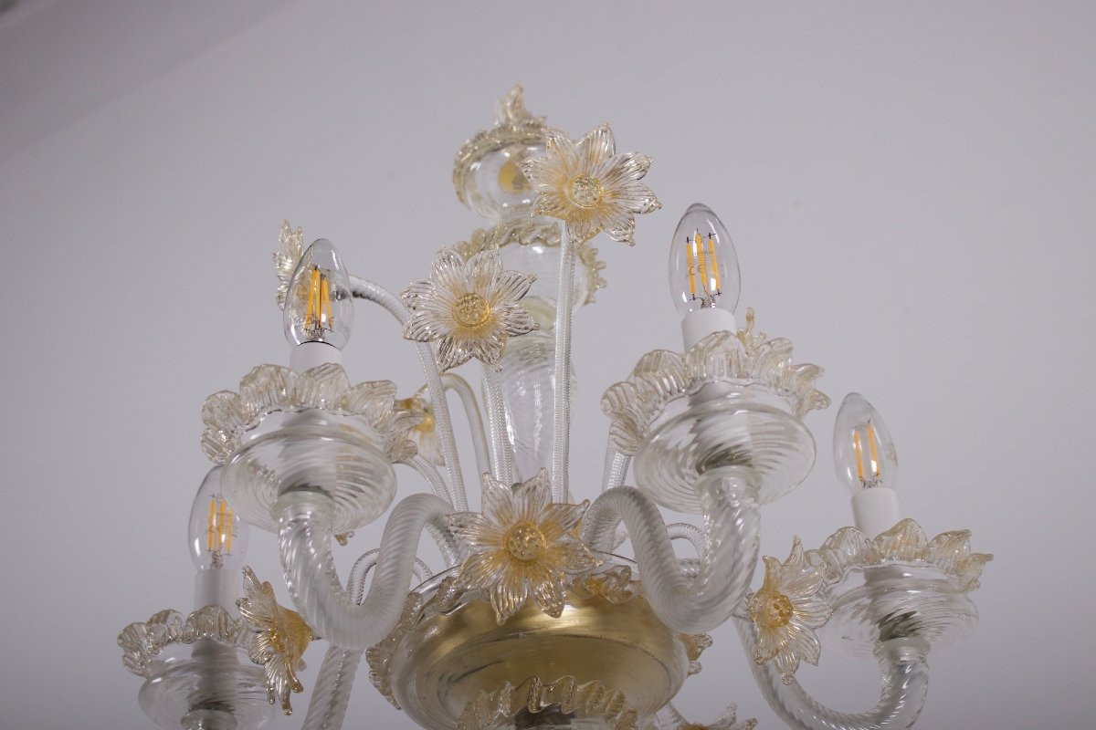 Torchère à poser en verre de Murano doré, années 70/80.-photo-2