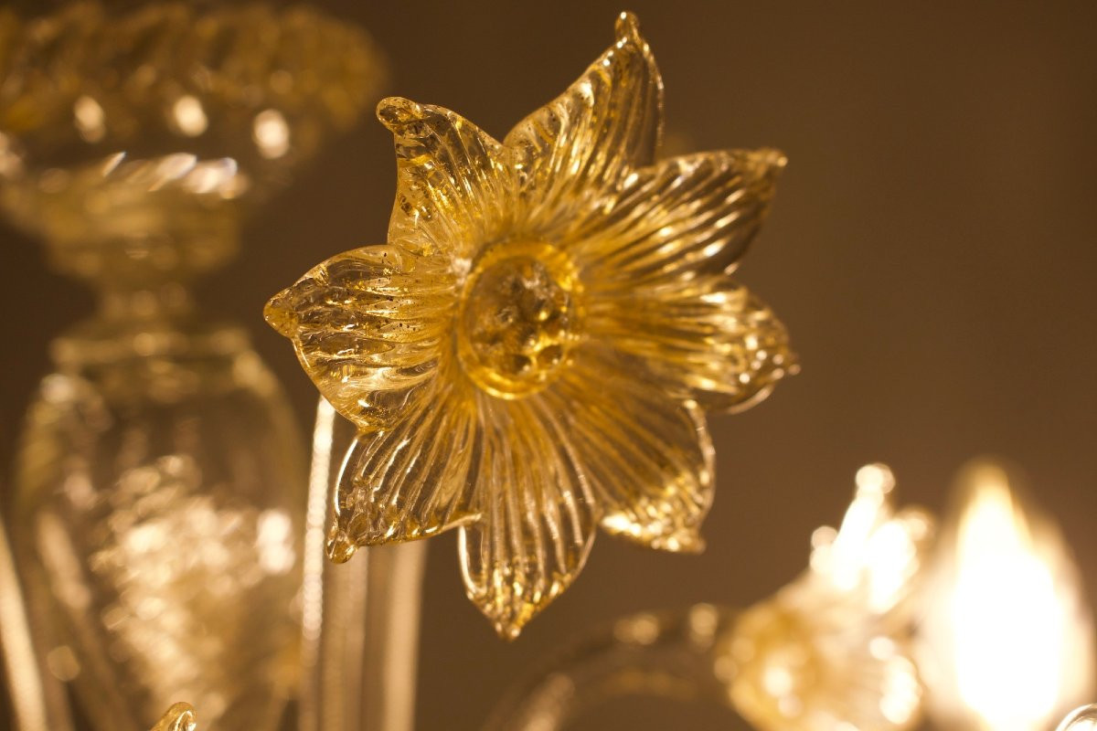Torchère à poser en verre de Murano doré, années 70/80.-photo-3