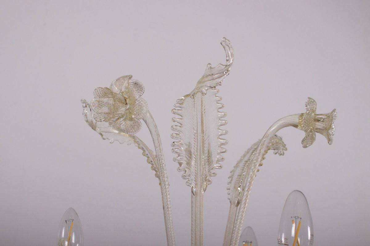Torchère à poser en verre de Murano doré, années 70/80.-photo-3