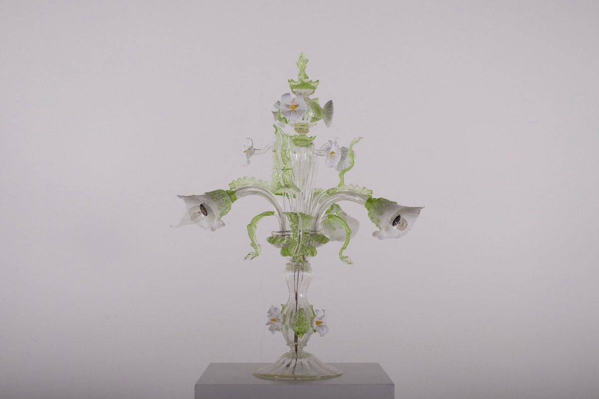 Torchère à poser en  verre de Murano teinté, années 70 ou 80.