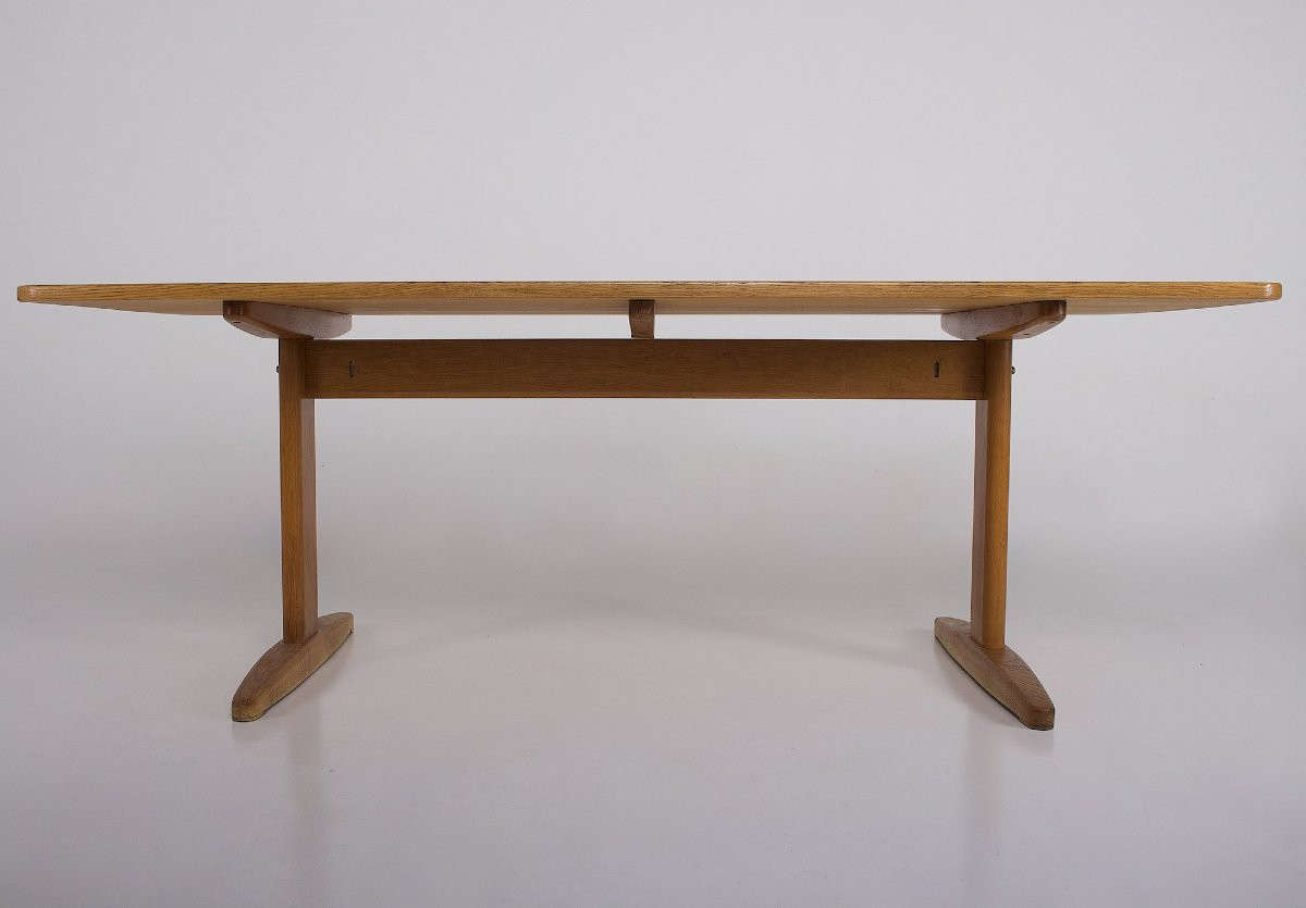 Table en chêne et cuir Børge Mogensen, années 60.