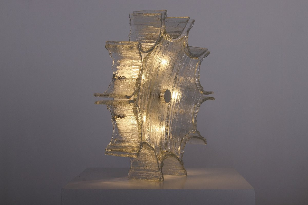 Plafonnier Décagone Star Ice en Verre Givré-photo-2