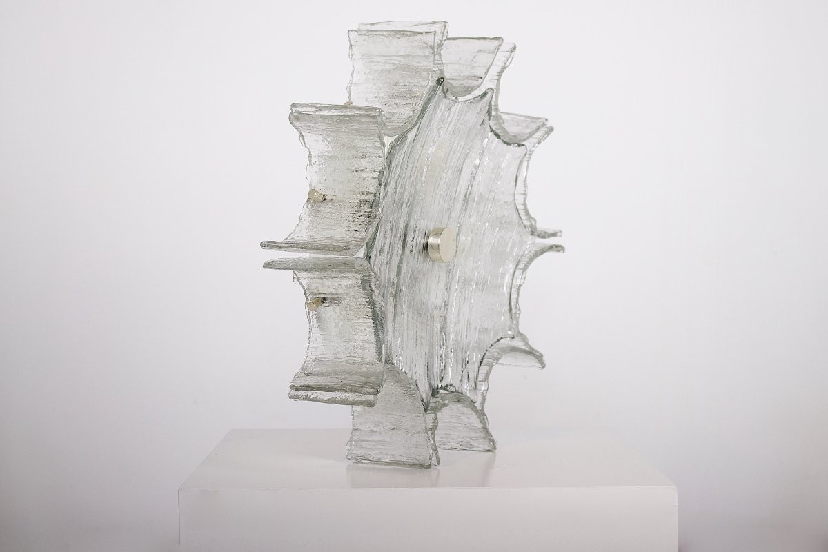 Plafonnier Décagone Star Ice en Verre Givré-photo-3