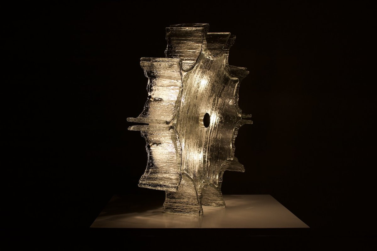 Plafonnier Décagone Star Ice en Verre Givré-photo-4