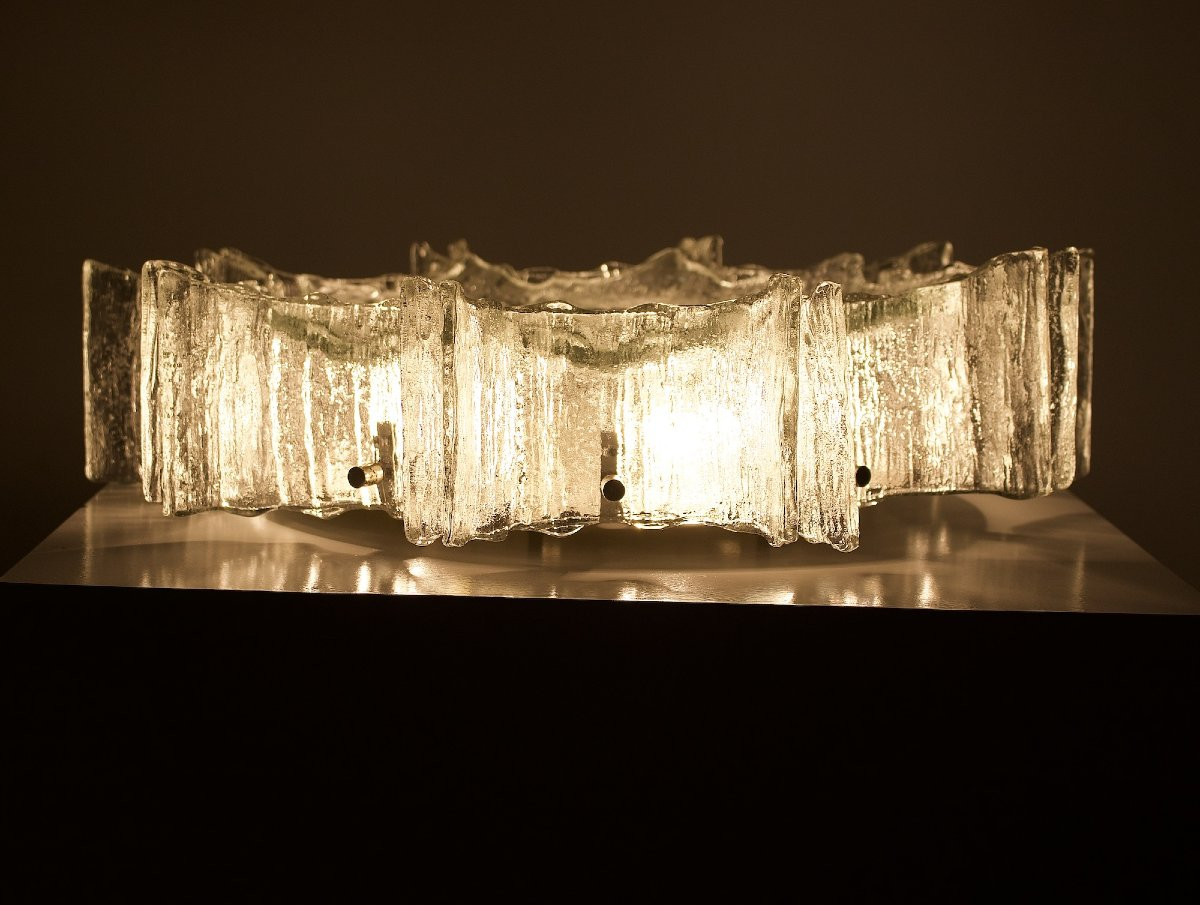 Plafonnier Décagone Star Ice en Verre Givré-photo-3