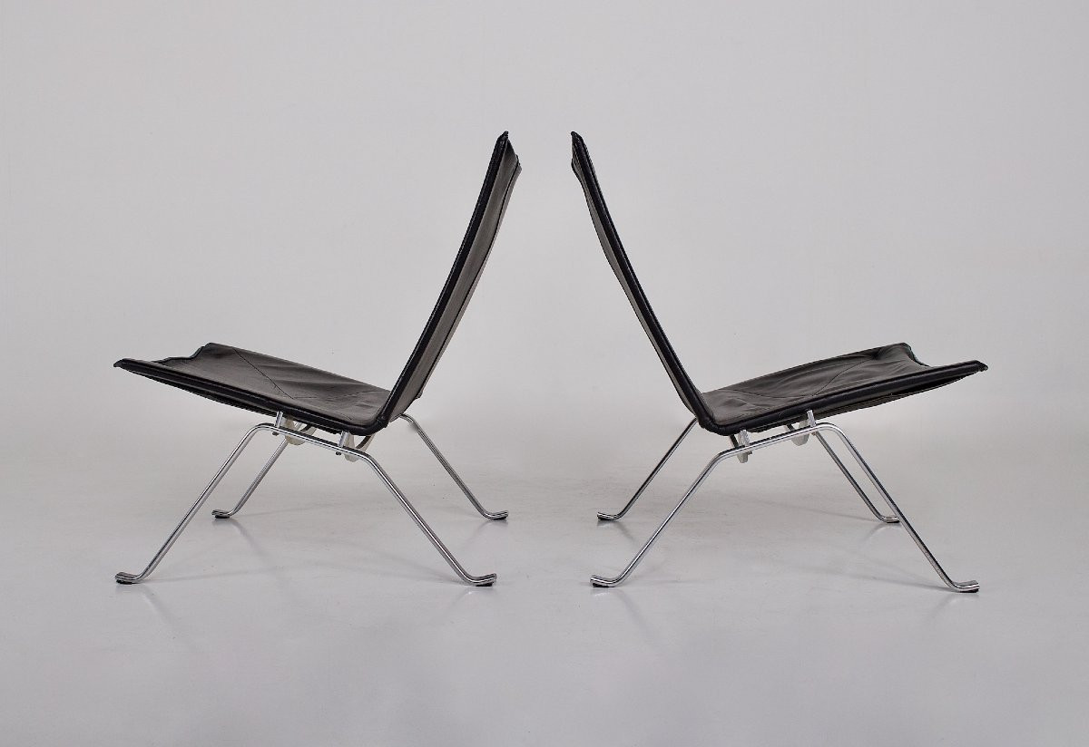 Paire de Chauffeuses PK 22 Poul Kjaerholm & Fritz Hansen-photo-4