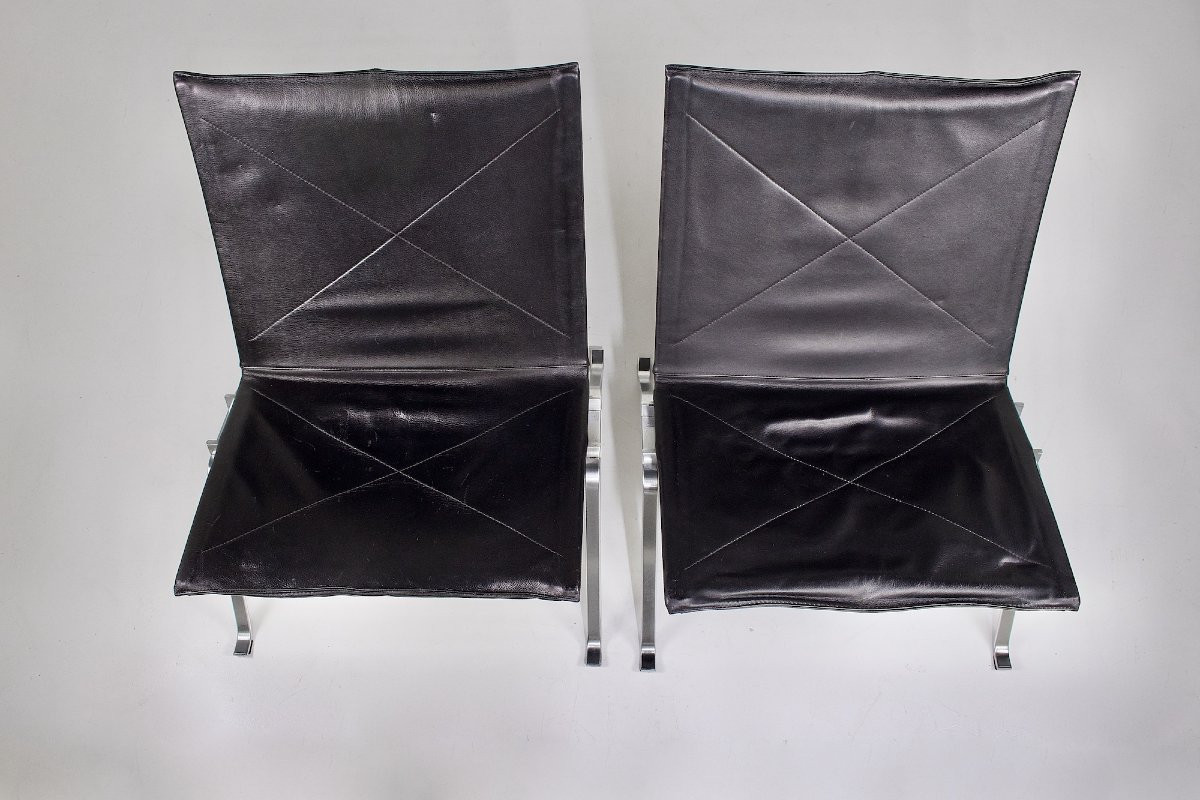 Paire de Chauffeuses PK 22 Poul Kjaerholm & Fritz Hansen-photo-4