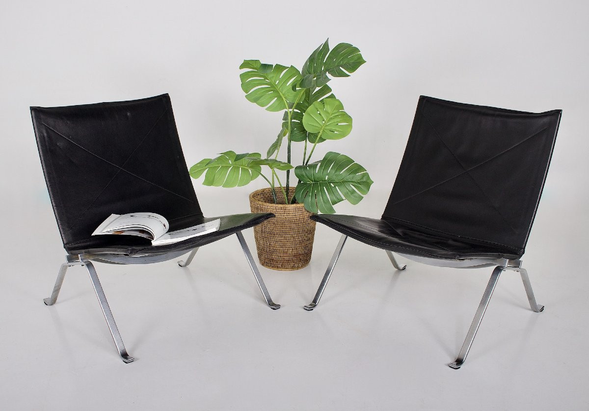 Paire de Chauffeuses PK 22 Poul Kjaerholm & Fritz Hansen-photo-6