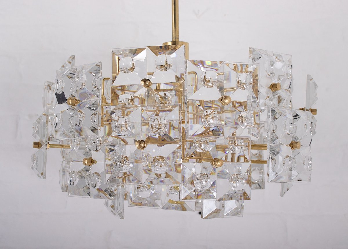 Suspension en cristal et laiton doré par Kinkeldey