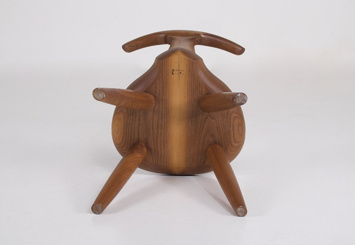 Tabouret Japonais en Bois Tourné-photo-5