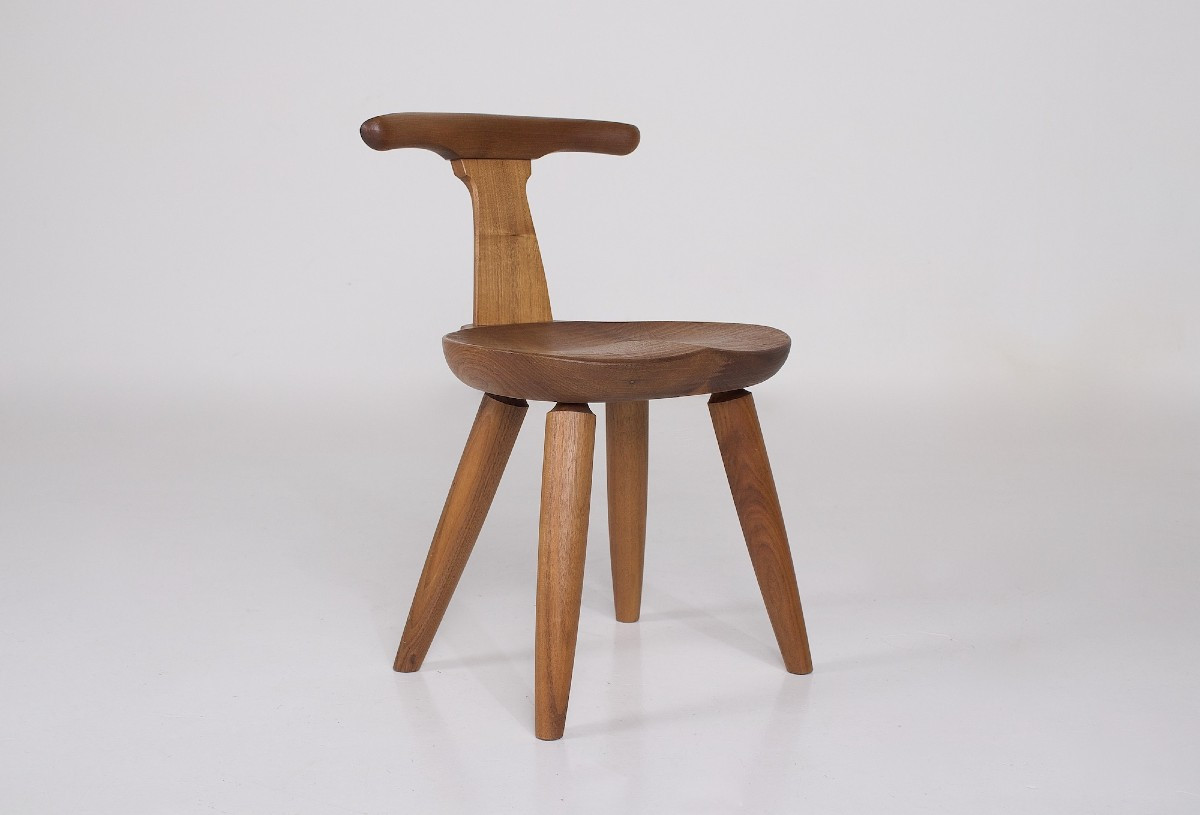 Tabouret Japonais en Bois Tourné