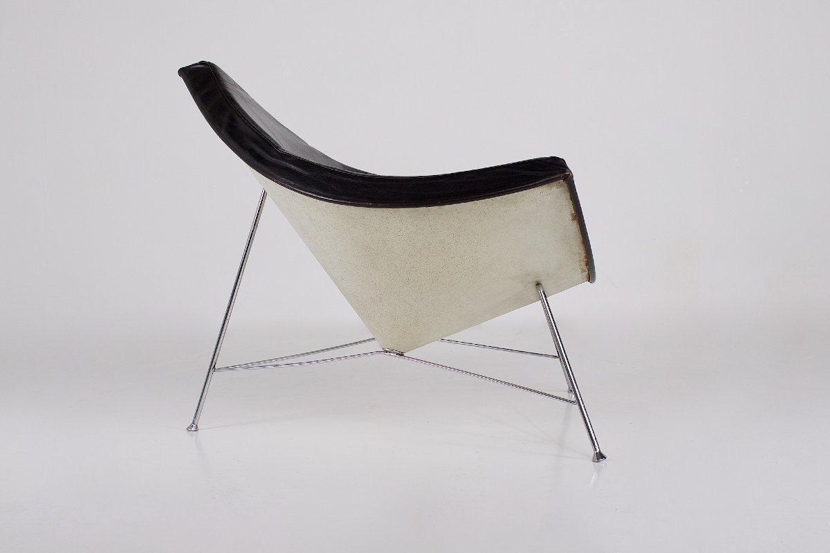 Fauteuil en cuir noir modèle "Coconut", George Nelson pour Herman Miller, années 60.