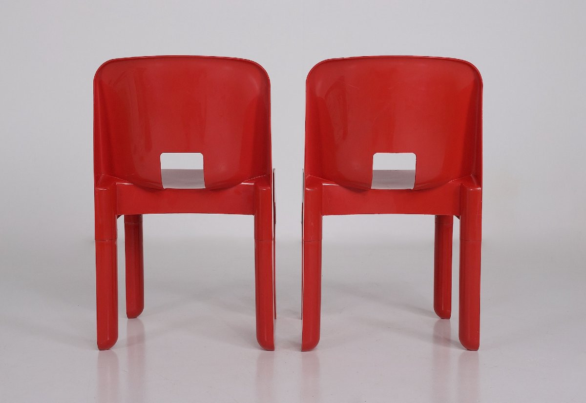  Paire de Chaises rouges Universale modèle "4867" Joe Colombo par Kartell.-photo-4