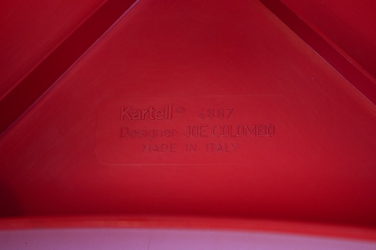  Paire de Chaises rouges Universale modèle "4867" Joe Colombo par Kartell.-photo-3