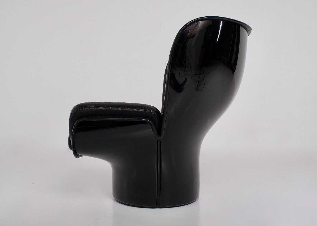 Elda Black Armchair By Joe Colombo, Comfort Edition-photo-2