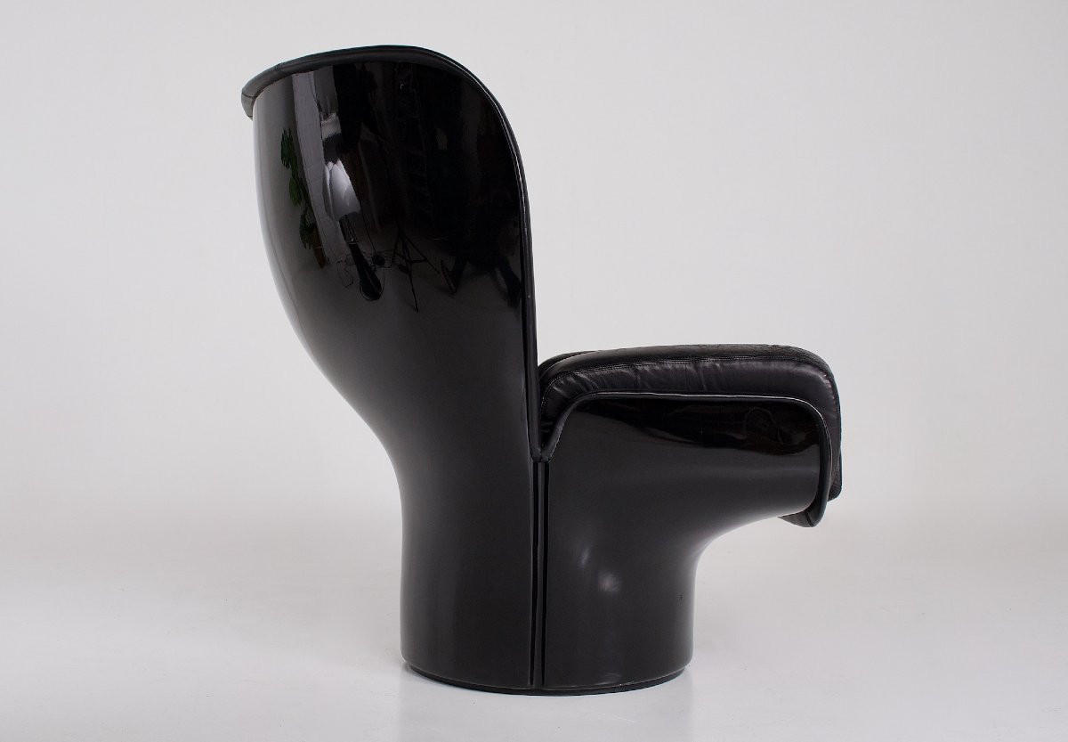 Fauteuil modèle " Elda" en cuir noir , Joe Colombo édition Comfort, années 70.-photo-3