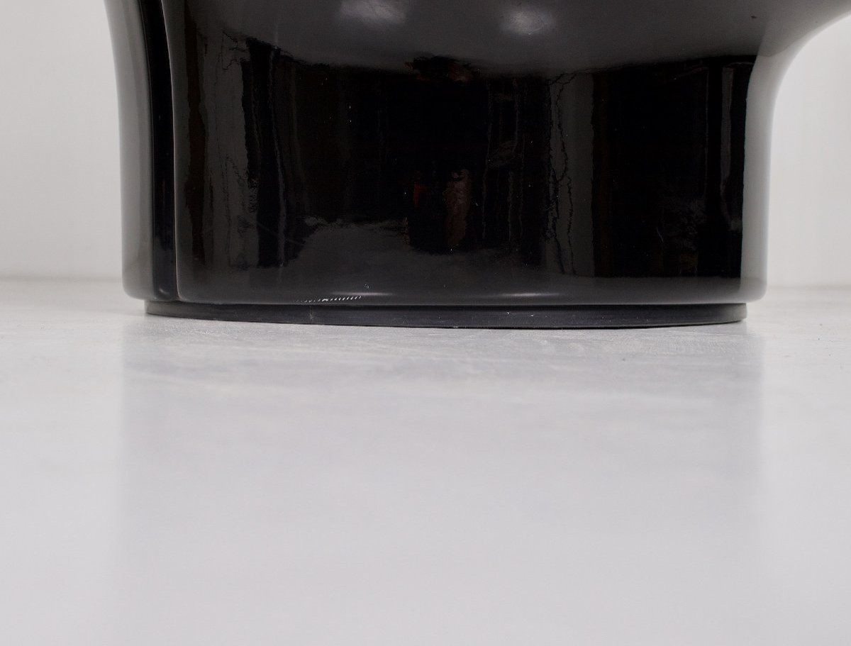 Fauteuil modèle " Elda" en cuir noir , Joe Colombo édition Comfort, années 70.-photo-2