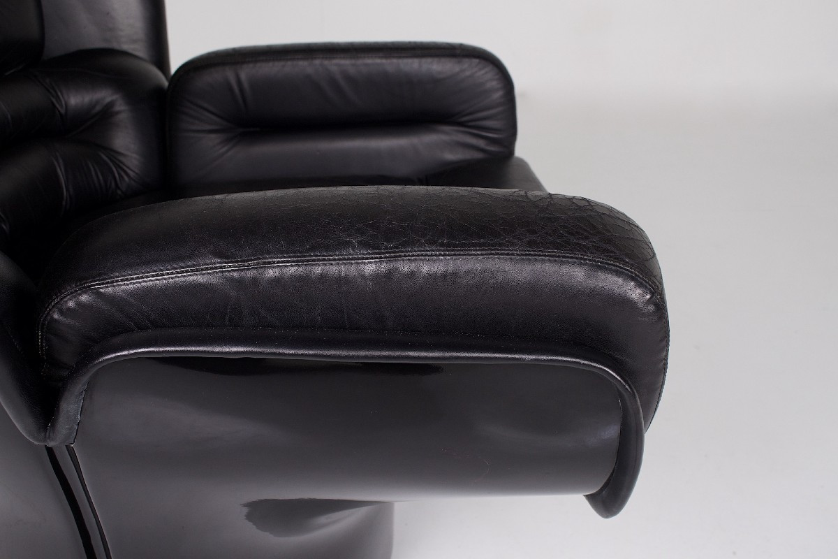 Fauteuil modèle " Elda" en cuir noir , Joe Colombo édition Comfort, années 70.-photo-4