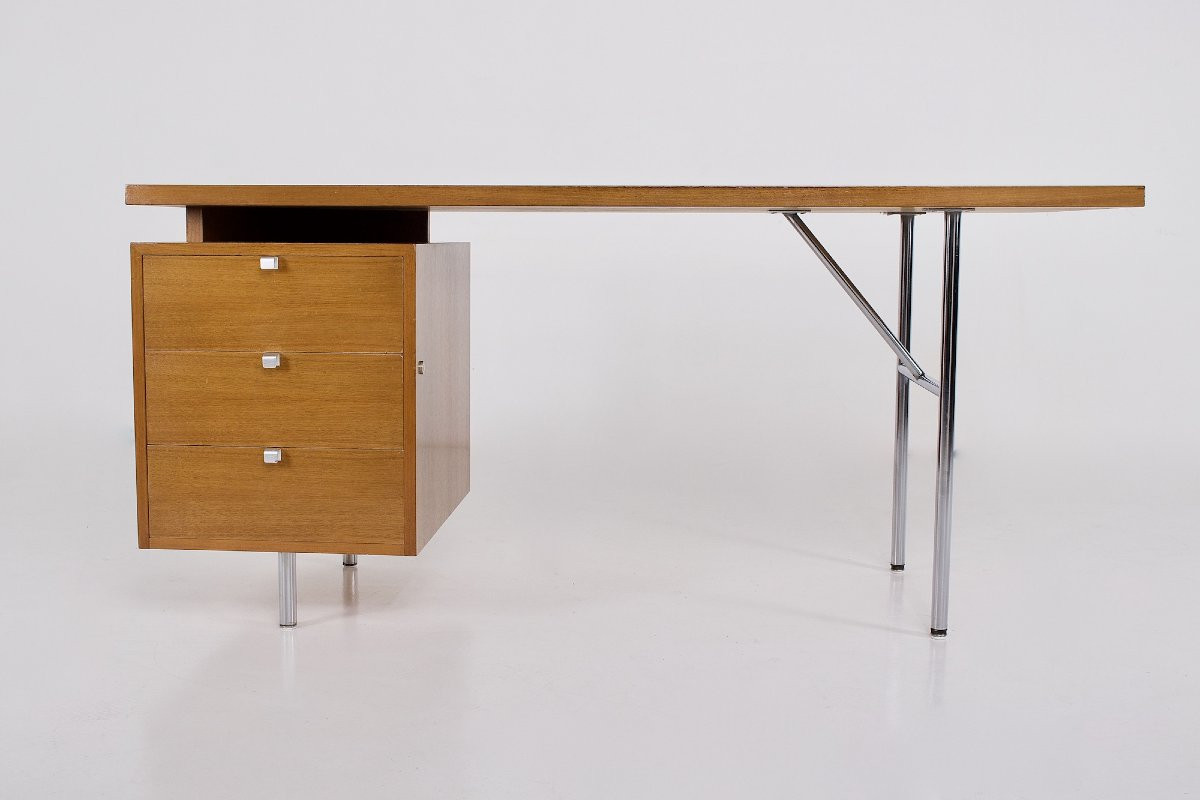  Bureau en placage de noyer, George Nelson Herman Miller Contura, années 50.-photo-3
