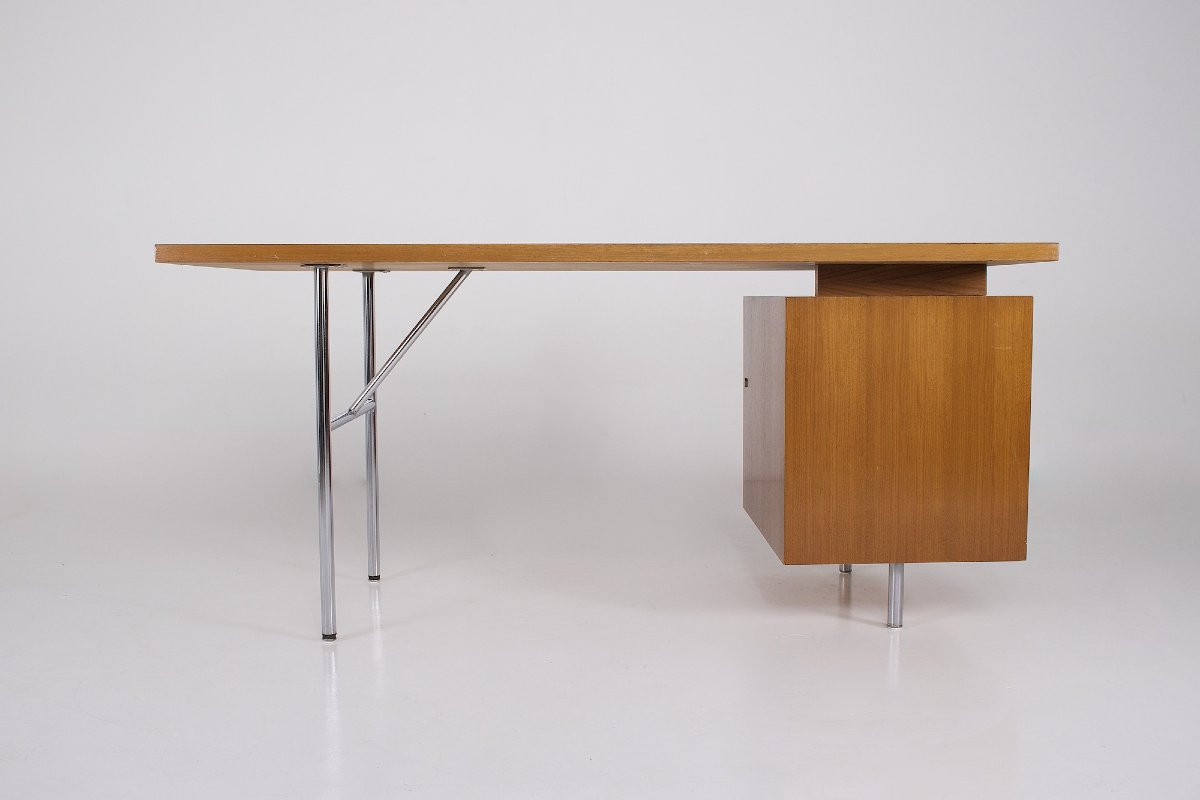  Bureau en placage de noyer, George Nelson Herman Miller Contura, années 50.-photo-1