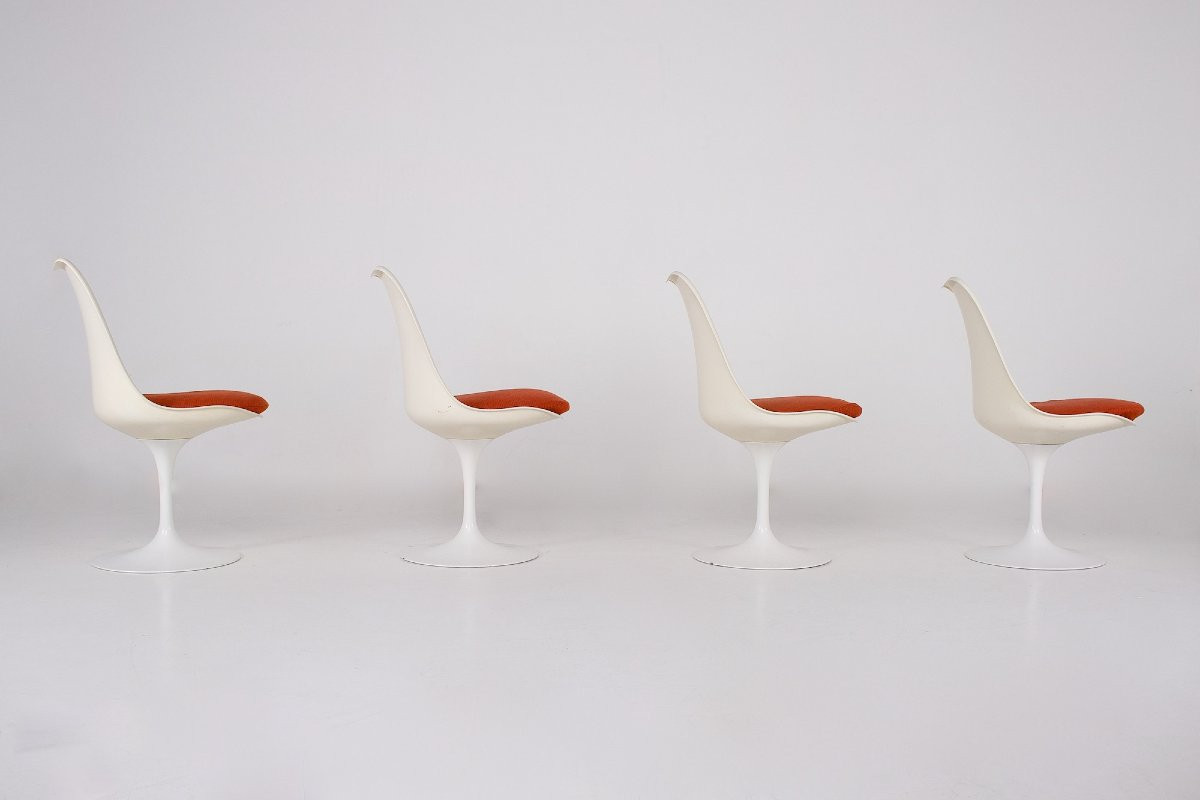  Quatre chaises "Tulipe" , Eero Saarinen pour Knoll International, années 60. -photo-2