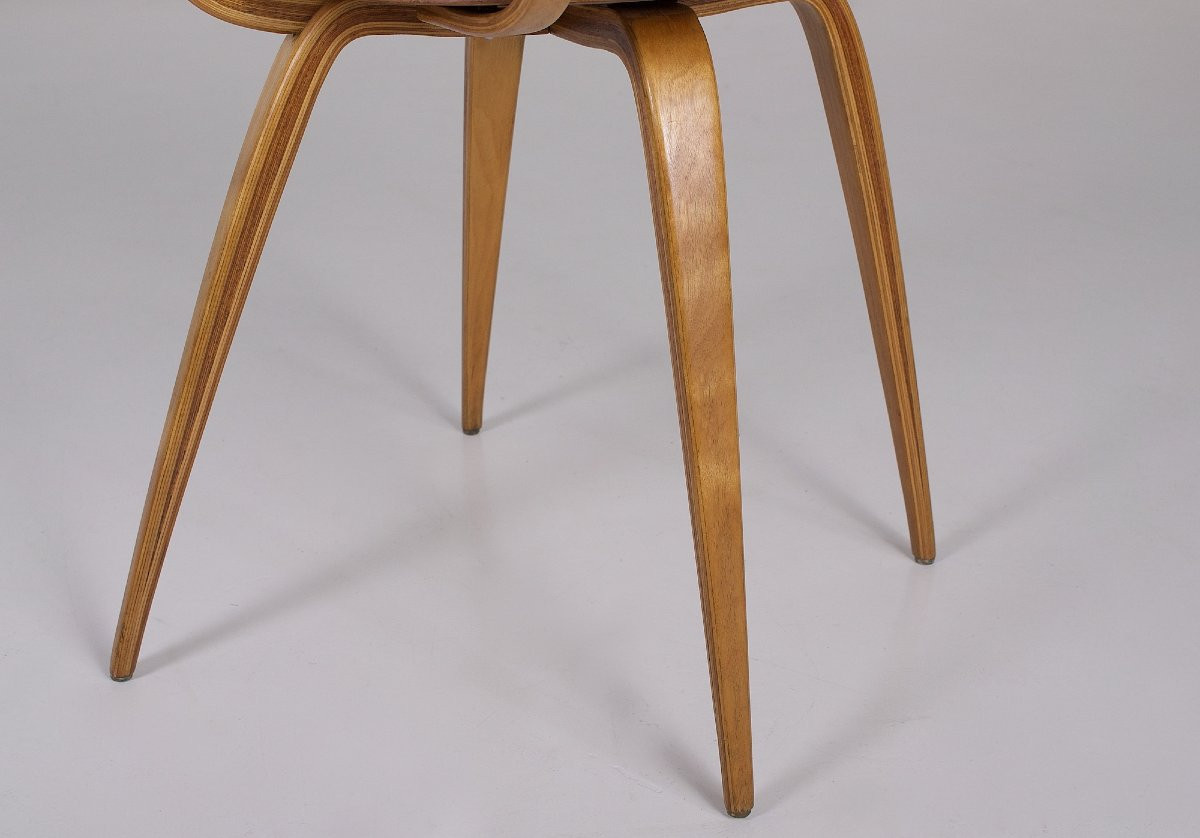 Chaise modèle Pretzel en contreplaqué de bouleau , George Nelson, années 50.-photo-1