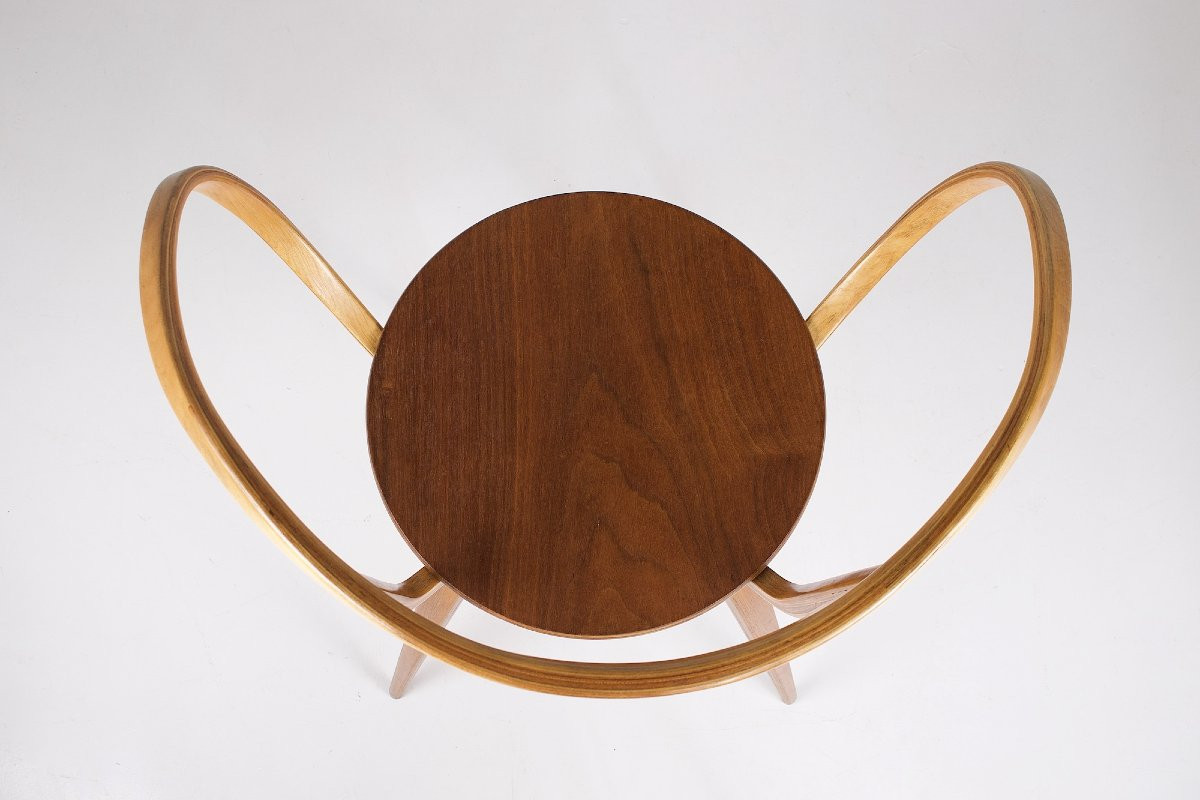 Chaise modèle Pretzel en contreplaqué de bouleau , George Nelson, années 50.-photo-4