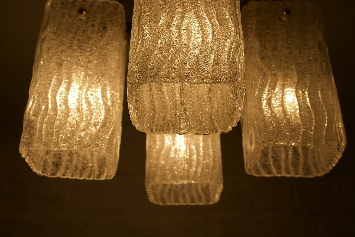 Ceiling Light In Brass And Murano Glass-photo-1