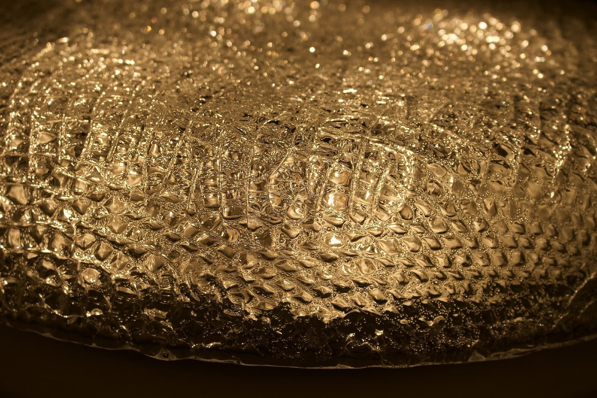 Suspension  en verre givré, édition Kaiser, années 70.-photo-2