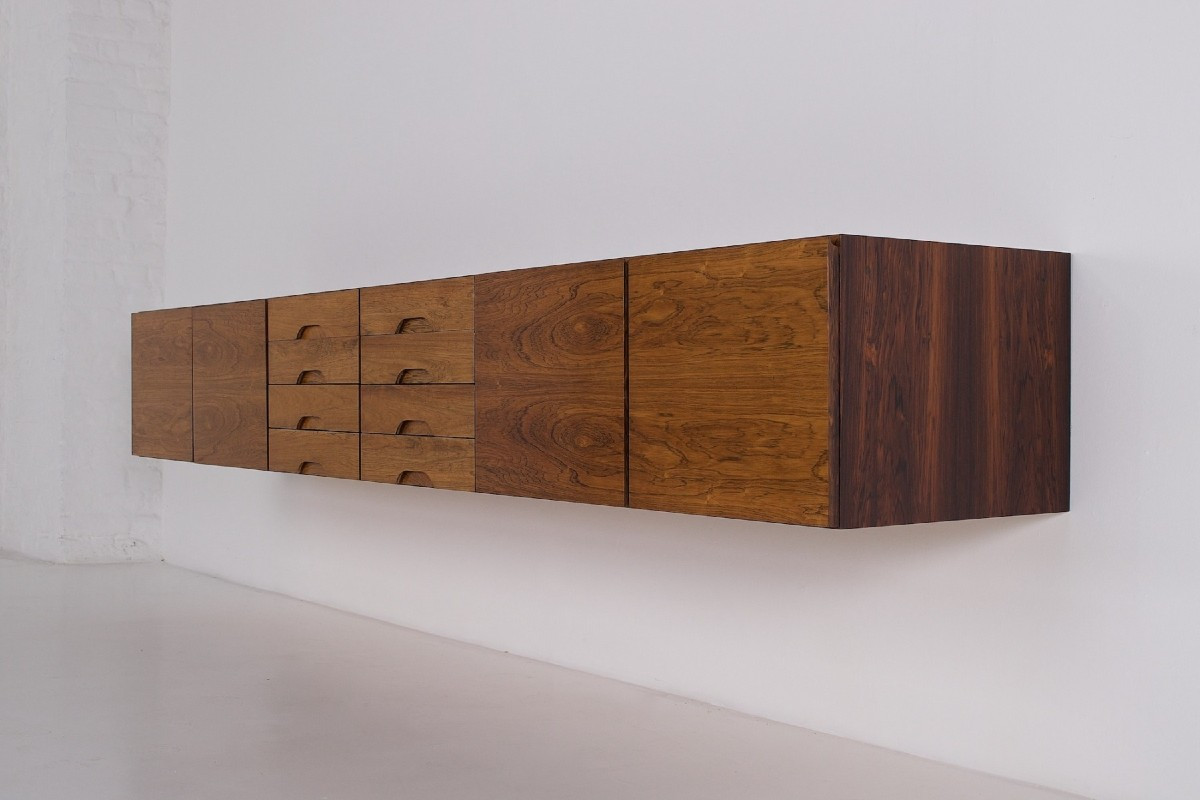 Wall-mounted Hanging Sideboard In Rosewood