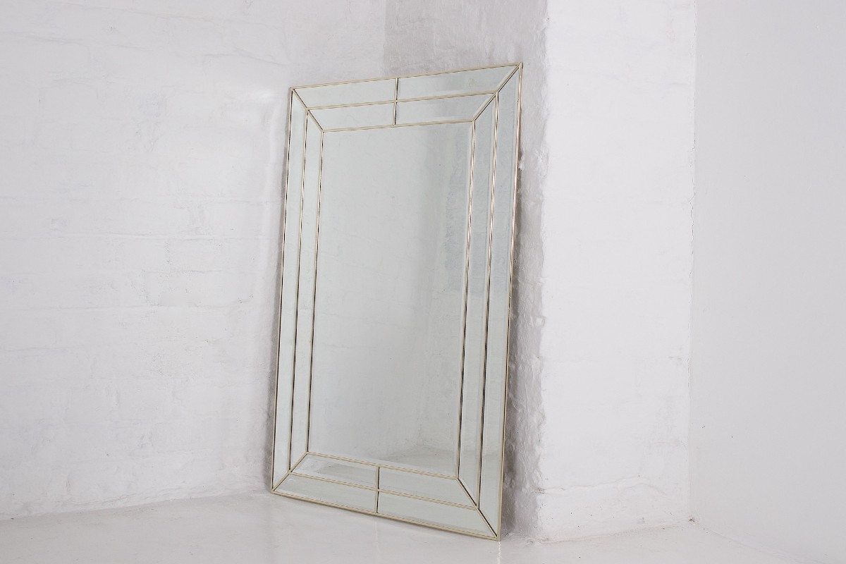 Beveled Mirror With Brass Rim