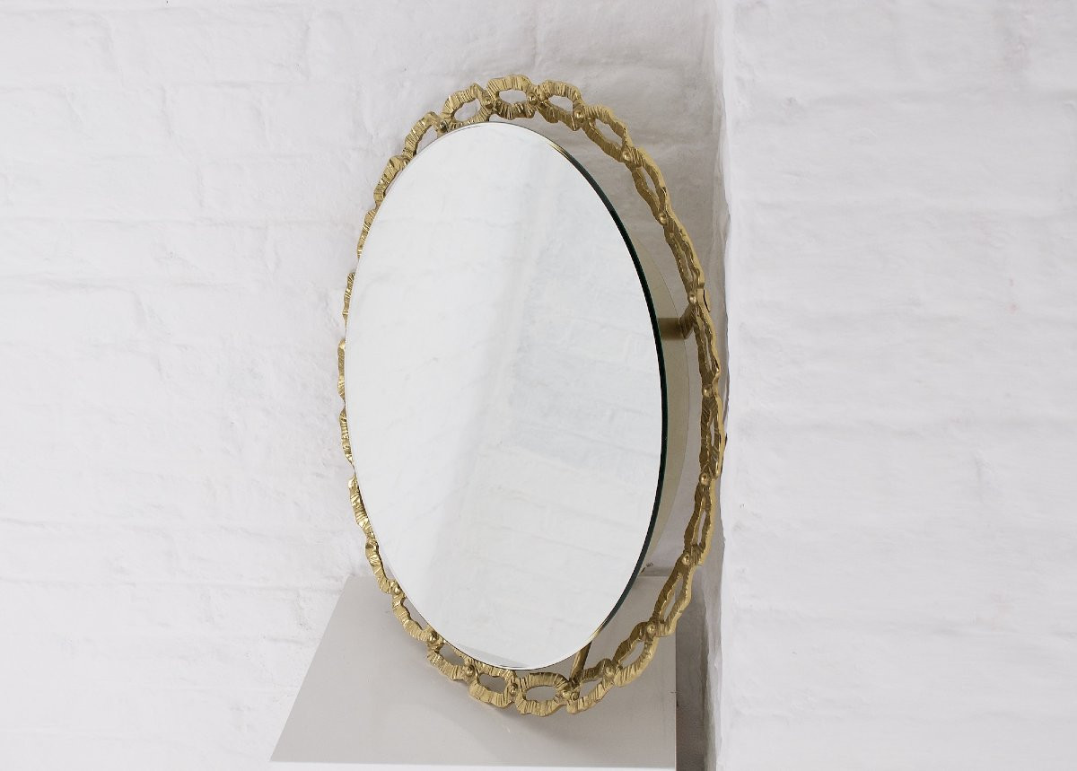 Miroir Lumineux Rond à Boucles de Laiton-photo-2