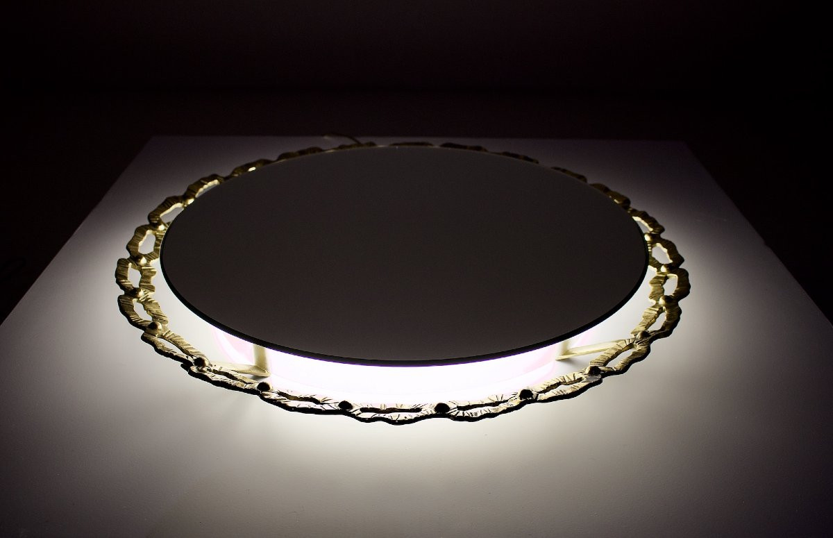 Miroir Lumineux Rond à Boucles de Laiton-photo-3