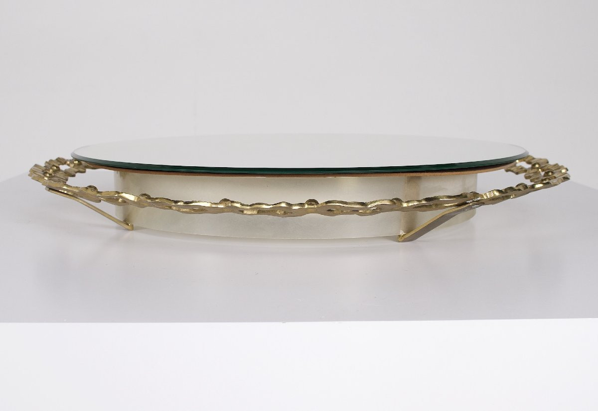 Miroir Lumineux Rond à Boucles de Laiton-photo-4