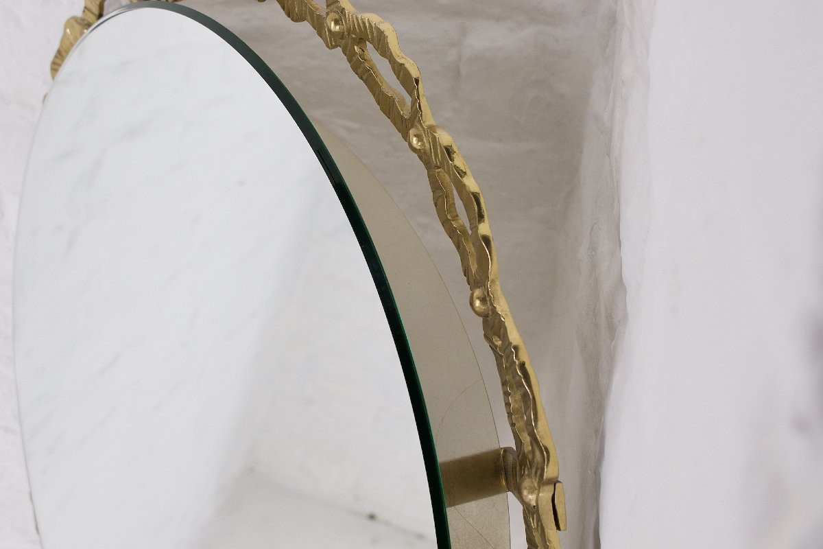 Miroir Lumineux Rond à Boucles de Laiton-photo-5