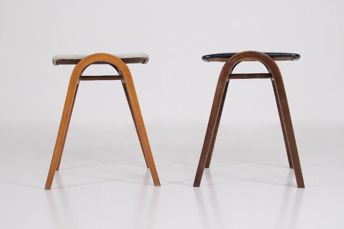 Tabourets par Isamu Kenmochi pour Akita Mokko, années 1960-photo-1