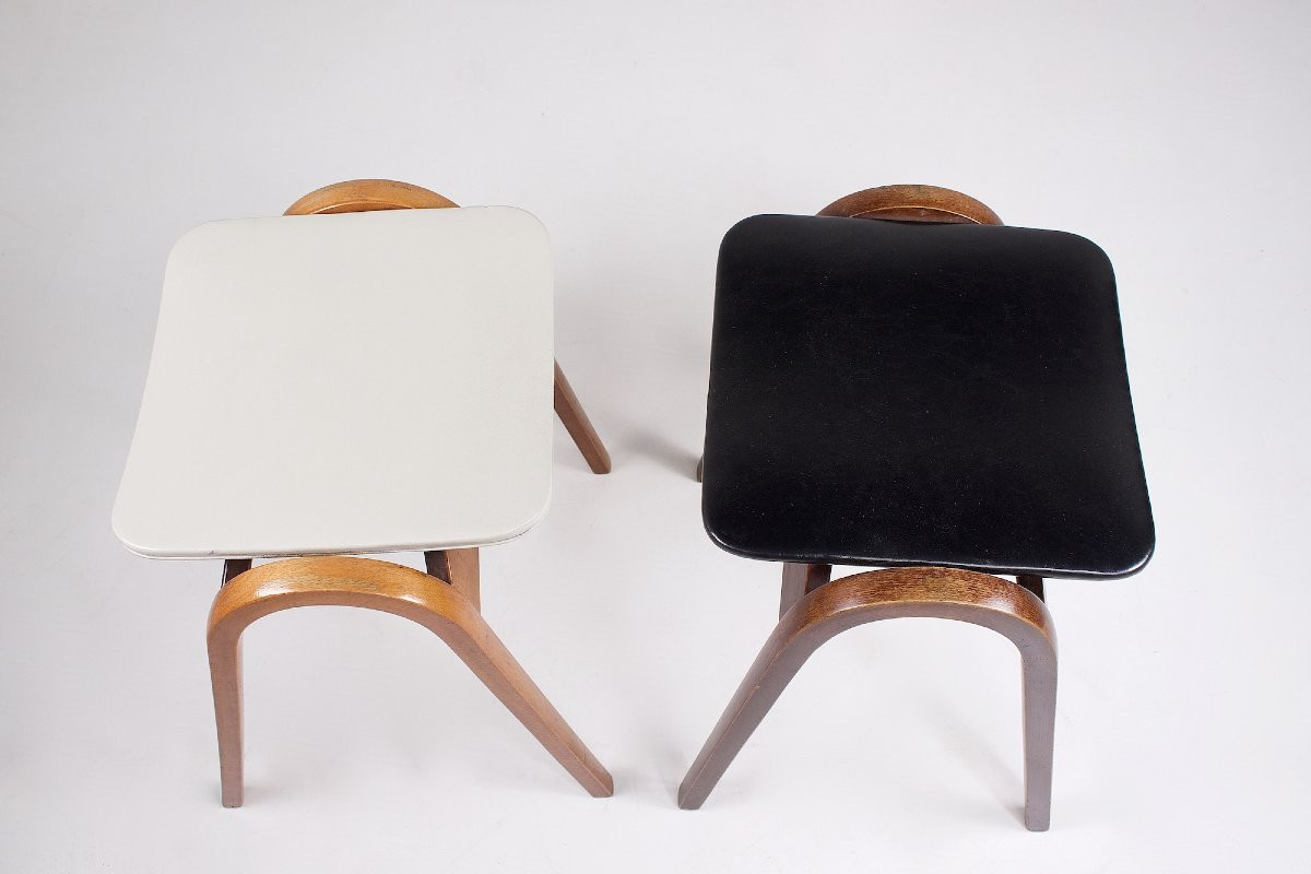 Tabourets par Isamu Kenmochi pour Akita Mokko, années 1960-photo-2