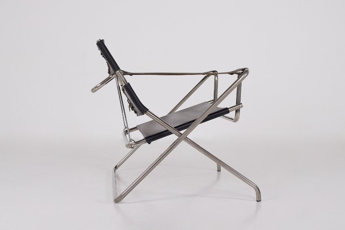 Fauteuil Pliant en Cuir D4 par Marcel Breuer, années 20.-photo-3