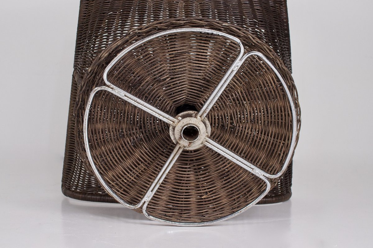 Fauteuil rotatif  en cuir  et rotin ,Gerard Van Den Berg, années 70-photo-3