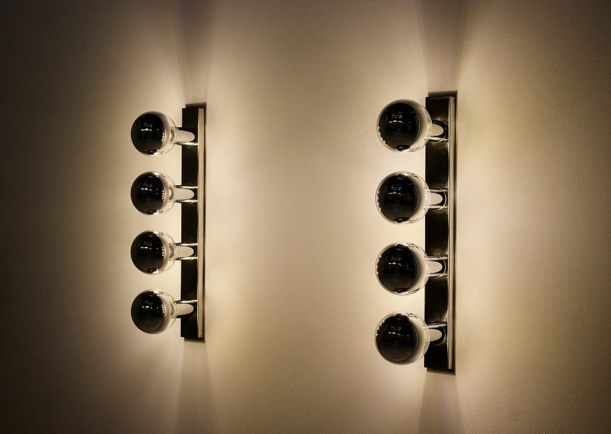 Appliques en acier chromé  Motoko Ishii pour Staff, années 60