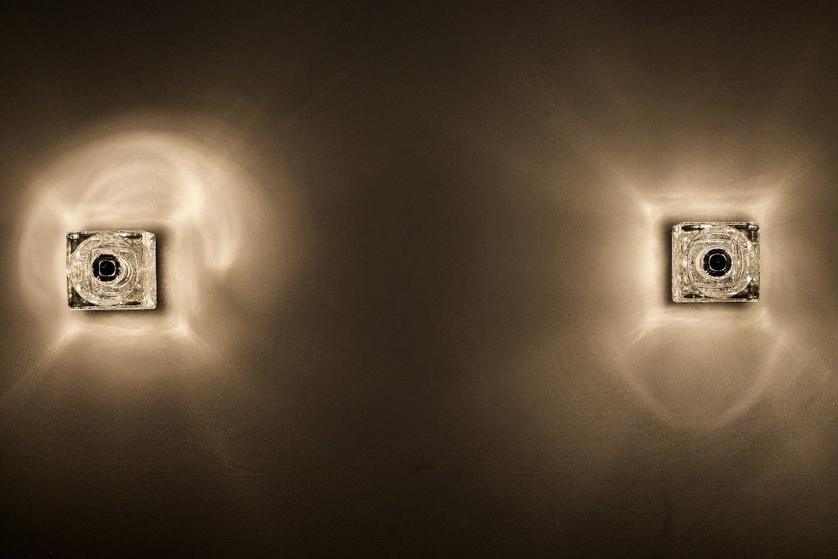 Paire d'Appliques en Verre Ice Cube-photo-3