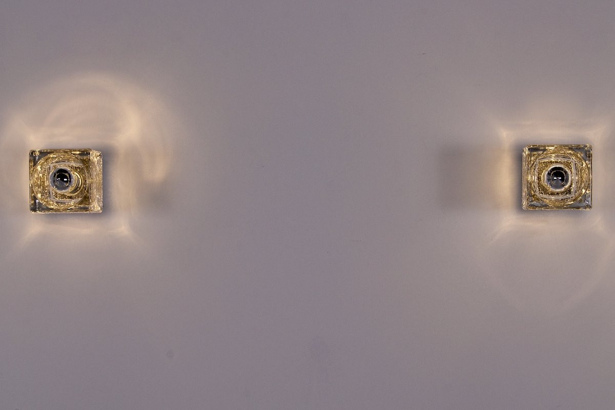 Paire d'Appliques en Verre Ice Cube-photo-4